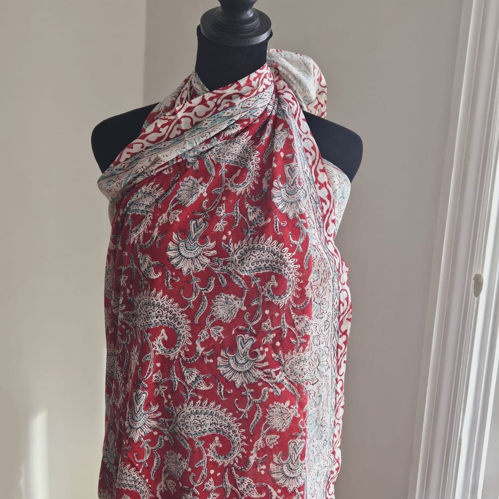 BRAND NEW Hand Block Print Cotton Floral Beach Cover Up Sarong Gift For Her